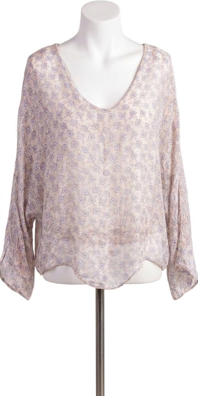 NEW GIGI MODA daisy print isabetta scoop neck top in cream